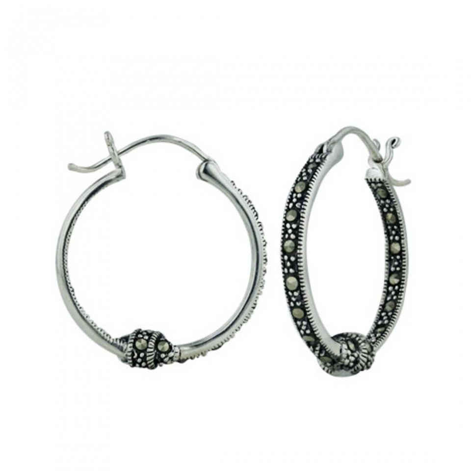 Marcasite Earring Hoop with Knot in Center