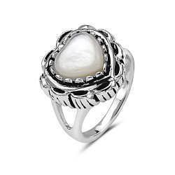 Raised Frame Heart Mother of Pearl Ring