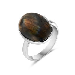 Sterling Silver RING OVAL LABRADORITE STONE