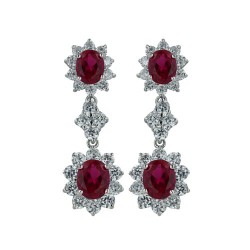 Brass Earring Dangle with Clear and 2 Big Synthetic.Coru