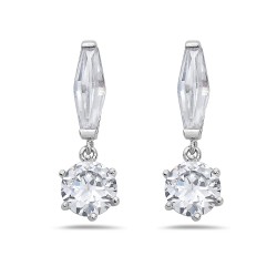 Brass Earring Barrel Cut Round Drop