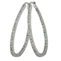 Brass Earring Tear Drop Shape Huggie Clear Cubic Zirconia In-And-Out-R