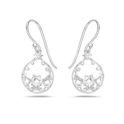 Sterling Silver EARRING SHORT TEARDROP WAVY LINES AT BOTTOM