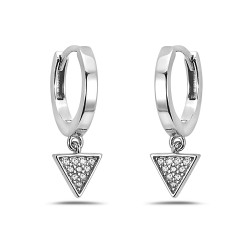 Sterling Silver EARRING HUGGIE TOP WITH TRIANGLE SWAROVSKI CZ