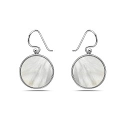 Sterling Silver EARRING ROUND DIC MOTHER OF PEARL DANGLE