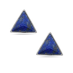 Sterling Silver EARRING STUD TRIANGLE LAPIS LZULI SILVER WRAP