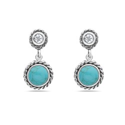 Roped Round Turquoise Earrings