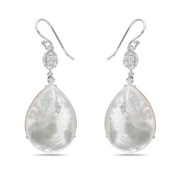 Mother of Pearl Teardrop & Pave Droplet Earrings