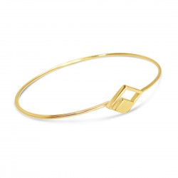Sterling Silver Bangle Plain Diamond Line With Hook-Gold Pate
