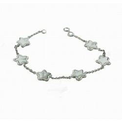 Sterling Silver BRACELET 6 SMALL WHITE MOP INLAY STAR -3S-877M-2