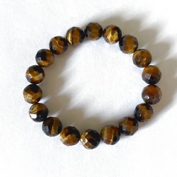 BEAD BRACELET 10MM FACETED TIGER'S EYE BEADS