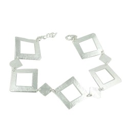 Sterling Silver BRACELET 8 IN. 28X28MM 5 PC OPEN TITLE 4 SOLID