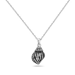 Sterling Silver PENDANT CONCH SHELL OXIDIZED