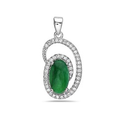 Oval Burmese Jade Swirled Bean Necklace