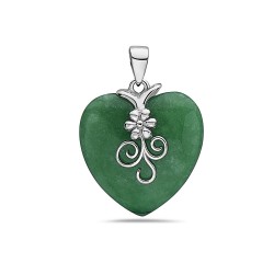 Heart Jade Flower Vine Pendant Necklace