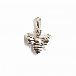 Sterling Silver PENDANT BEE OXIDIZED LINE ON WING AND BODY