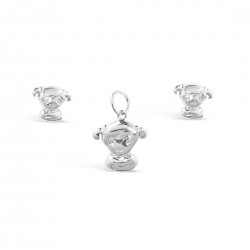 STERLING SILVER EARRING PENDANT GIRL PLAIN