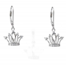 STERLING SILVER EARRING CLEAR CUBIC ZIRCONIA CROWN