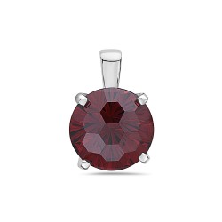 STERLING SILVER PENDNT 12MM FLOWER CUT GARNET CUBIC ZIRCONIA