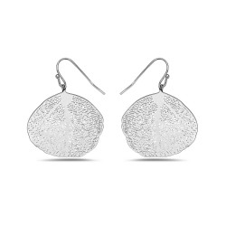 Brass Earring 25-27mm Open Leaf with Fish Wire -Rhodium Plating-