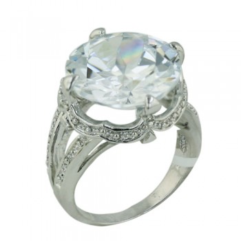 Brass Ring 15Mm Round Clear Cz Crown Setting