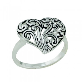 Brass Ring Open Heart Filigree Design
