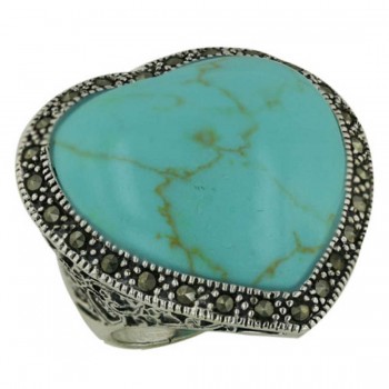 Marcasite Ring with Heart Turquoise with Marcasite Around