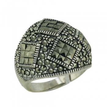 Marcasite Ring with Square Cut Diamond Shape Marcasites