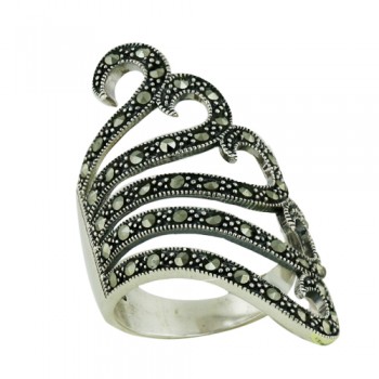 MS Ring Marcasite Curl Forms Wing Design