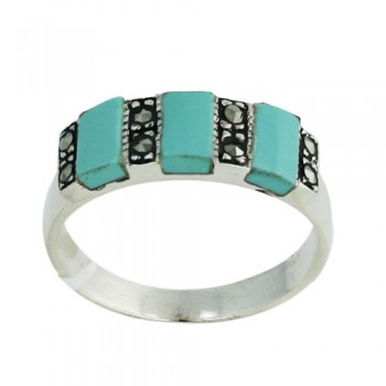 MS Ring 3-4X6 Rectangle Turquoise In Between Marca