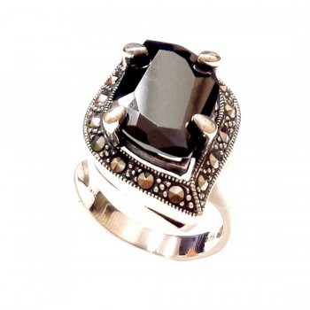 Marcasite Ring Pailey Black Cubic Zirconia Marcasite Around