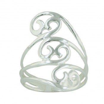 Sterling Silver Ring Plain Open Triple Swirl Pattern--E-coated/Nickle Free--