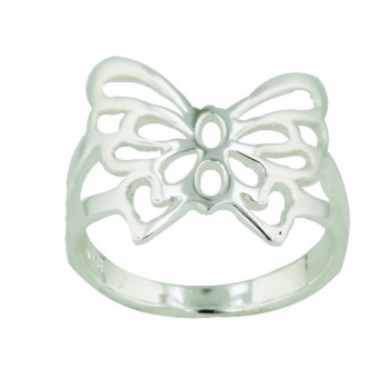 Sterling Silver Ring Plain Open Butterfly--E-coated/Nickle Free--