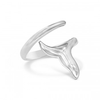 Sterling Silver Ring Plain Oppositive Dolphin Tail--Rhodium Plating/Nickle Free--