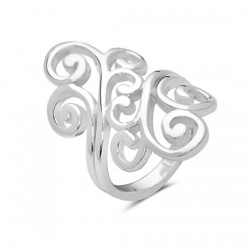 Sterling Silver Ring Plain Open Swirl Pattern--E-coated/Nickle Free--