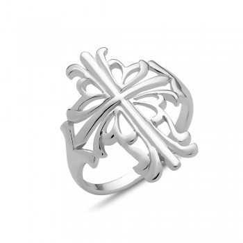 Sterling Silver Ring Plain Filigree Cross--E-coated/Nickle Free
