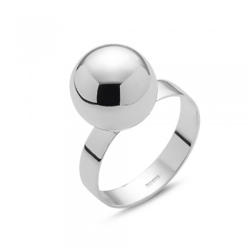 Sterling Silver Ring 12mm Plain Solid Ball