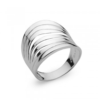Sterling Silver Ring Plain 7 Open Wavy Lines - E Coated