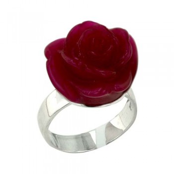 Sterling Silver Ring 19mm Dyed Red Quartzite#33 Rose