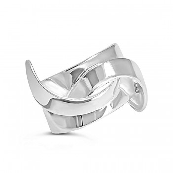 Sterling Silver Ring Wide Band with Double Spiral-E-Coat-