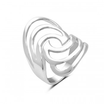Sterling Silver Ring Plain Silver Open Waves