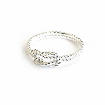 Sterling Silver RING TWO ROPE LINE KNOT RING