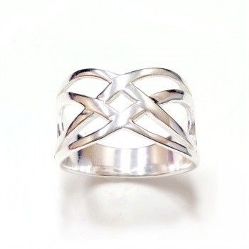 Sterling Silver Ring Plain Double Criss-Cross-E-coated
