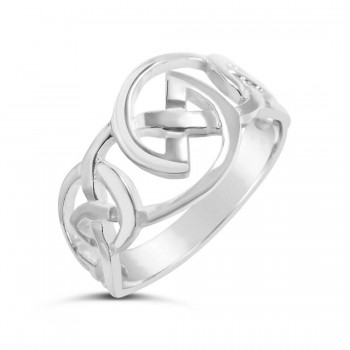 Sterling Silver Ring Plain Celtic Knots -E-coated