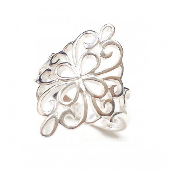 Sterling Silver Ring Flower Filigree Diamond Shape