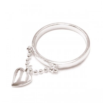 Sterling Silver Ring Plain Heart Charm
