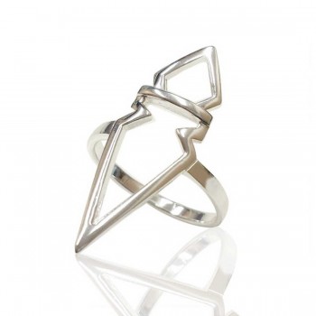 Sterling Silver Ring Plain Abstract Geometric