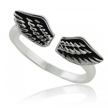 Sterling Silver Ring Plain Oxidised Wings