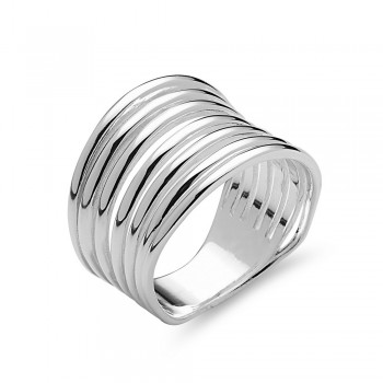 Sterling Silver Ring 7 Plain Open Lines Slightly Concave