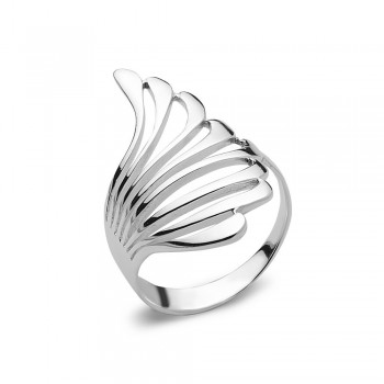 Sterling Silver Ring One Sided Open Wings - E Coated